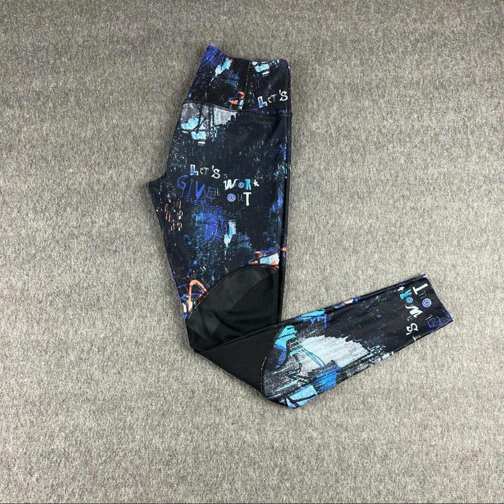 Nike Dri Fit Power Leggings Graffiti Print Mesh Leggings Sz XS